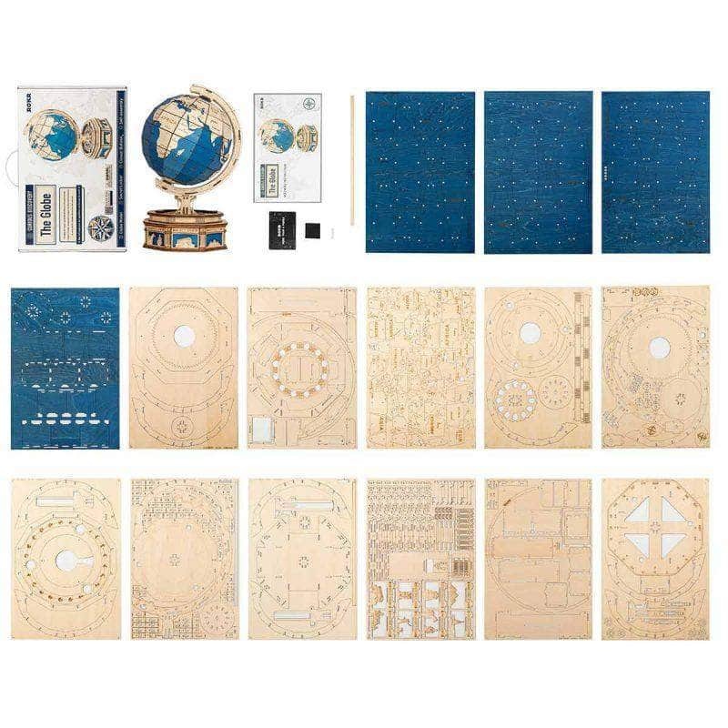 ROKR The Globe ST002 feuilles de pièces découpées au laser et panneaux de carte bleus