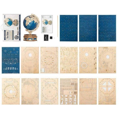 ROKR The Globe ST002 feuilles de pièces découpées au laser et panneaux de carte bleus