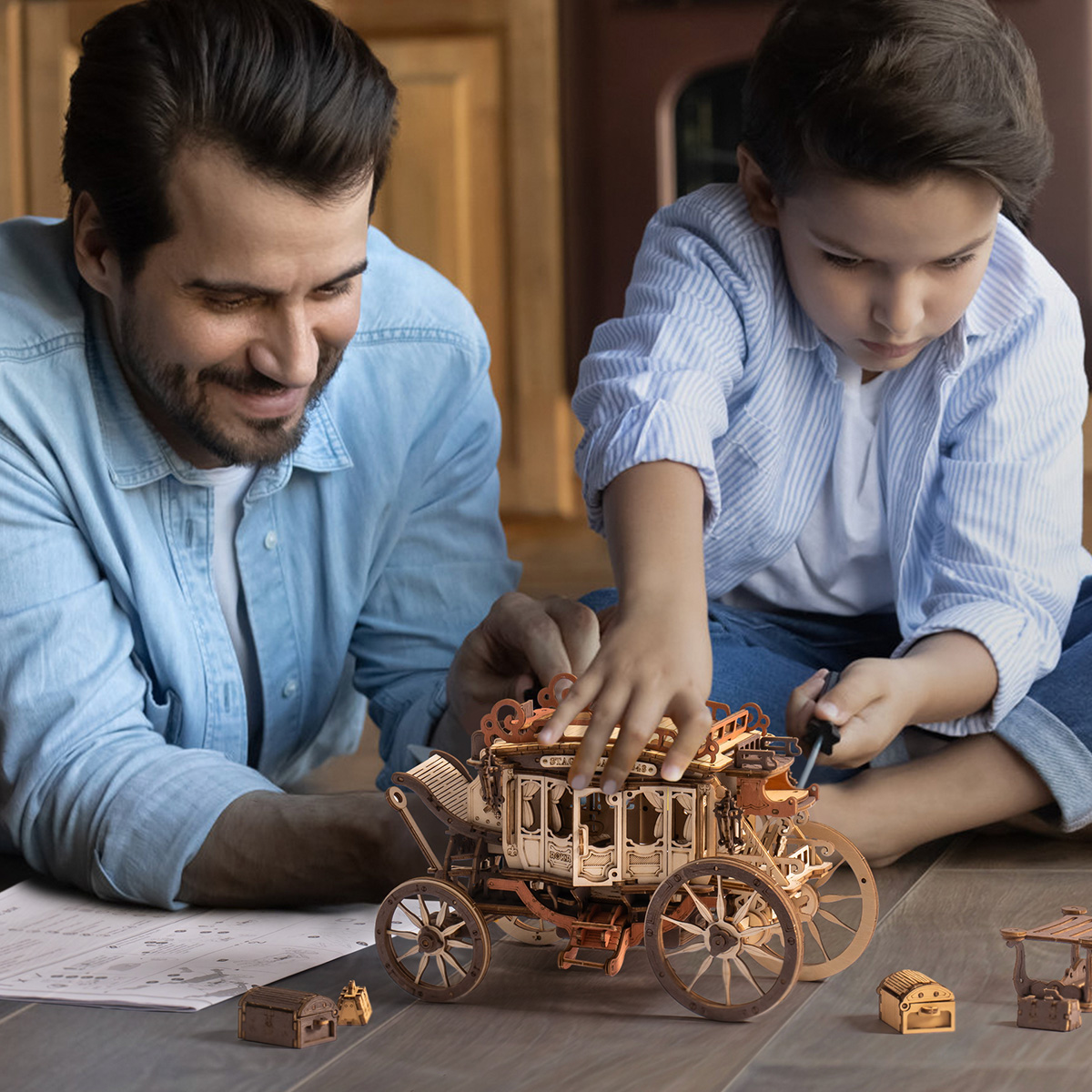 ROKR Stagecoach AMKA1 Erwachsene und Kinder montieren die Postkutsche