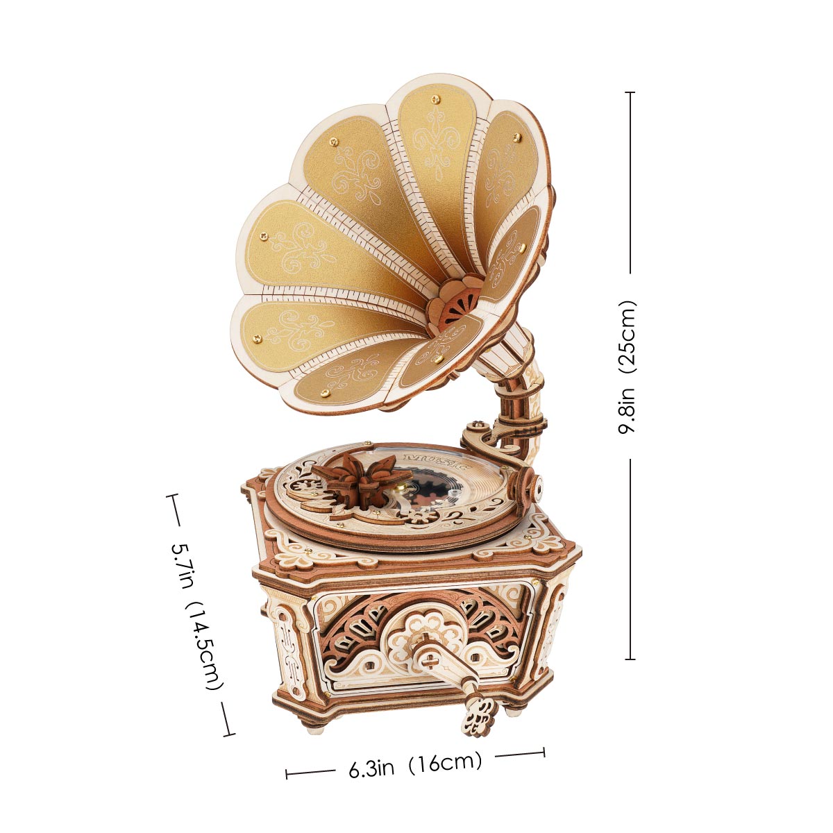ROKR Diva Gramophone AMK82 - Wooden Music Box Model