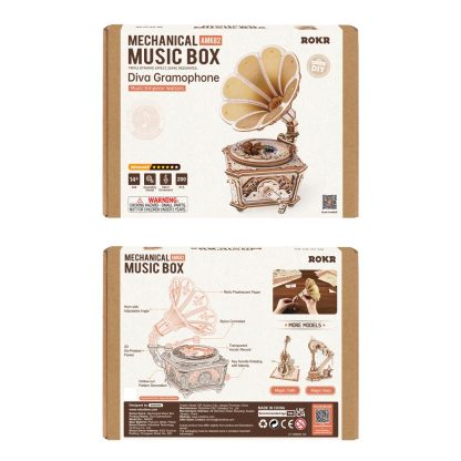 ROKR Diva Gramophone AMK82 - Wooden Music Box Model