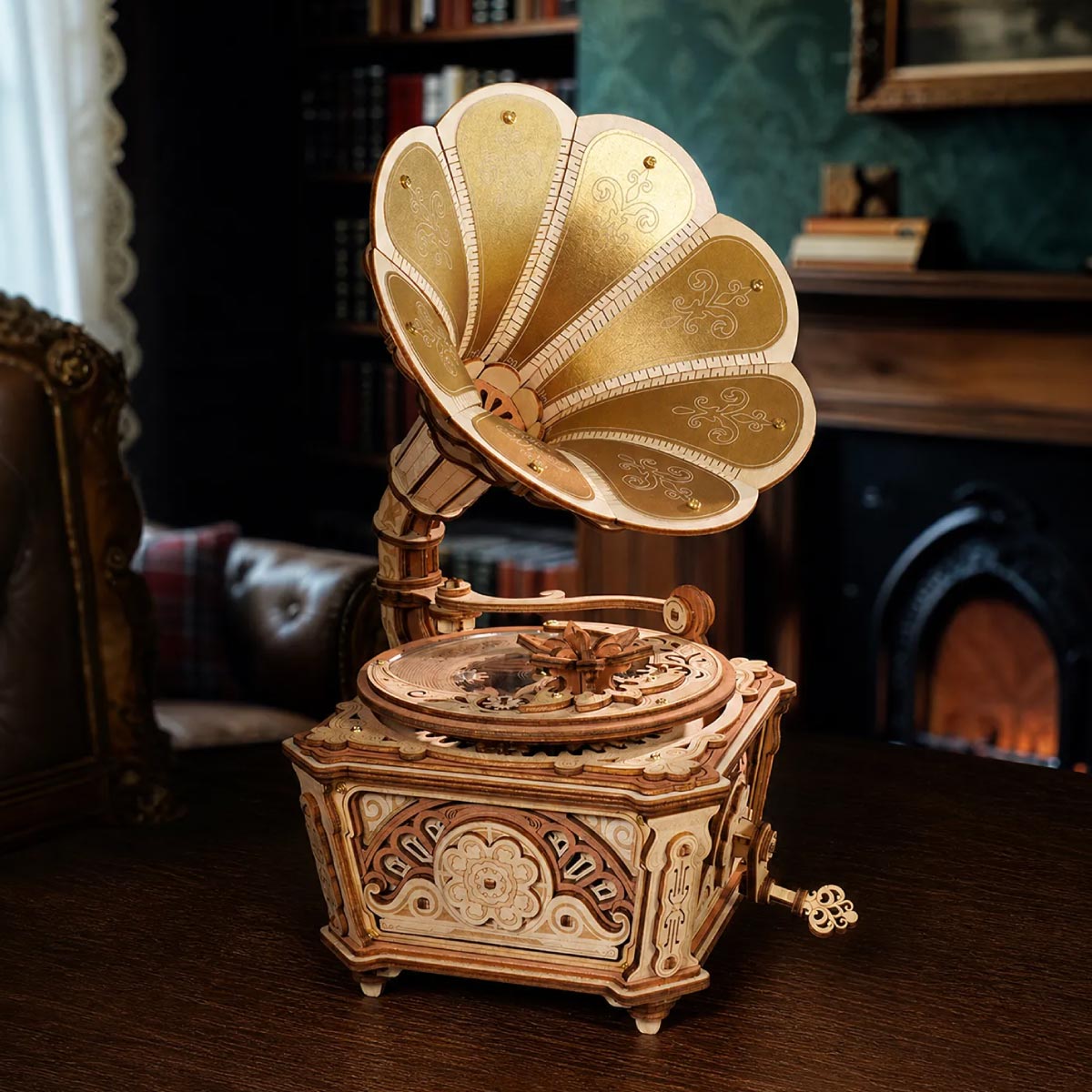 ROKR Diva Gramophone AMK82 - Wooden Music Box Model