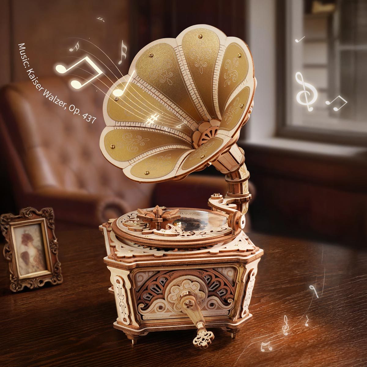 ROKR Diva Gramophone AMK82 - Wooden Music Box Model