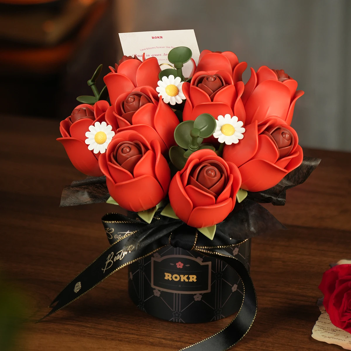 rose red２個オーダーブーケ完成 ROKR Red Rose Bouquet AF02J - DIY Flower Bouquet 3D Puzzle Kit