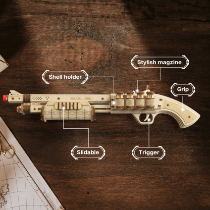 ROKR Terminator M870 LQ501 labeled parts diagram with slide and trigger