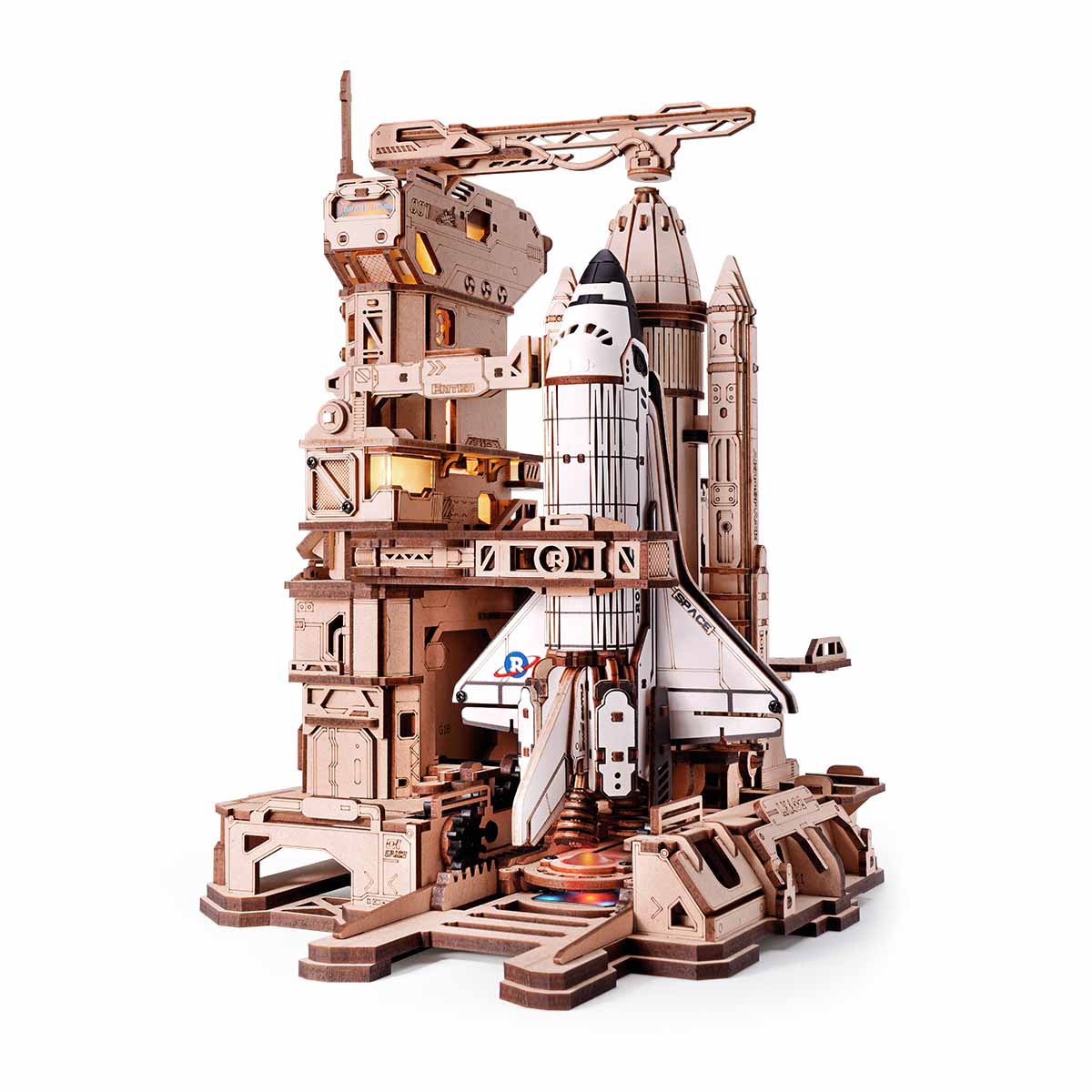 ROKR Space Shuttle LKA02 white background front view of completed model