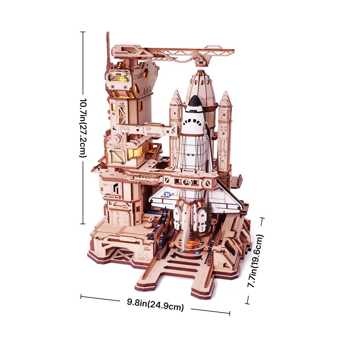 Space Shuttle LKA02 size graphic showing 28cm height, 24.5cm width, and 17.2cm depth