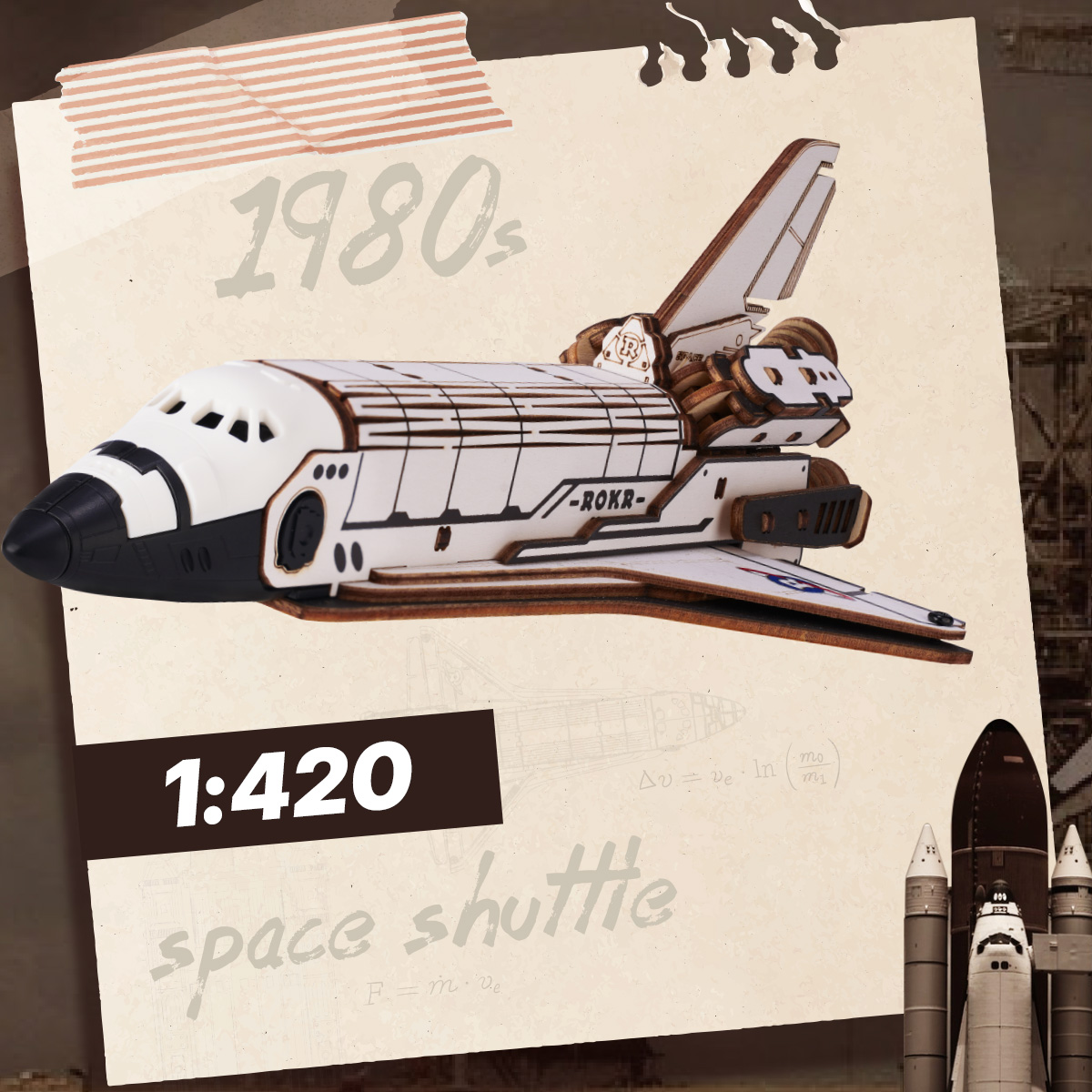 Space Shuttle 1:420 illustration graphic inspired by 1980s shuttle design