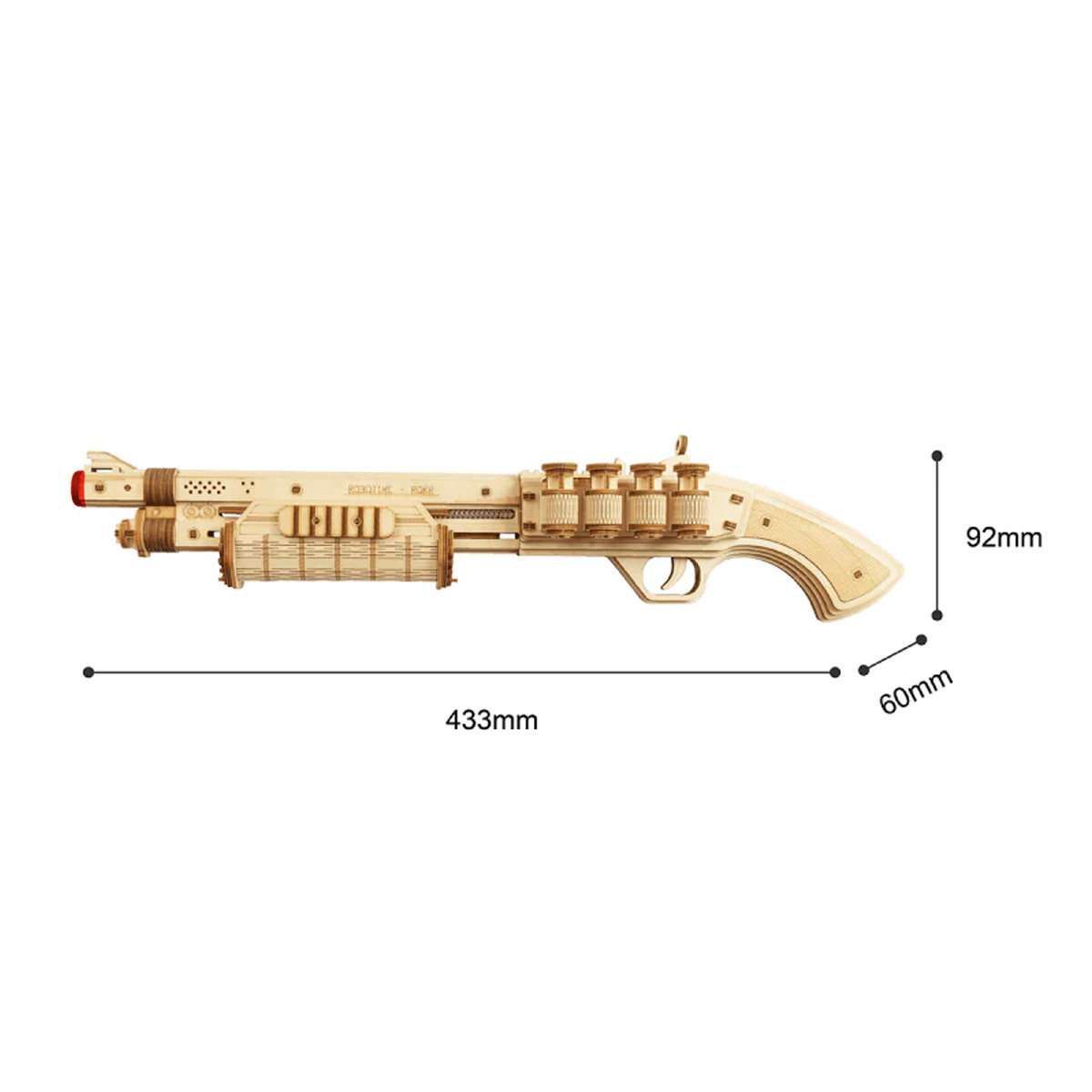ROKR Terminator M870 LQ501 size graphic showing 433 mm length and 162 mm height