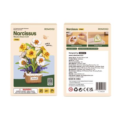 Rowood Narcissus TF002 package front and back with bouquet model